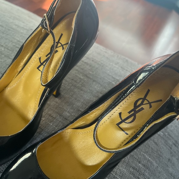 YSL Black Patent leather Ankle Strap Stilletto heels *Needs Repair* - Picture 2 of 10